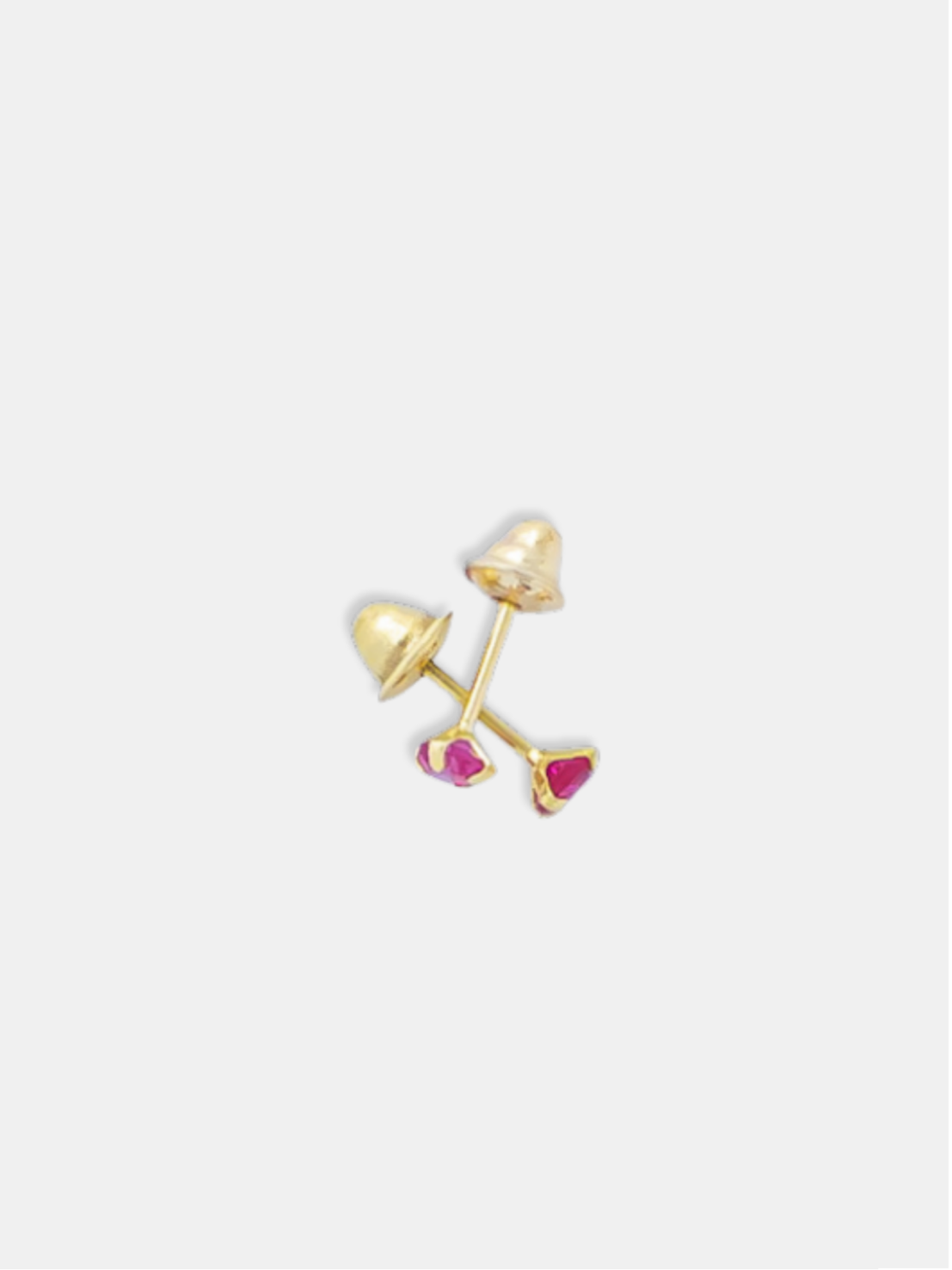 brinco ouro 18k pedra rosa baby