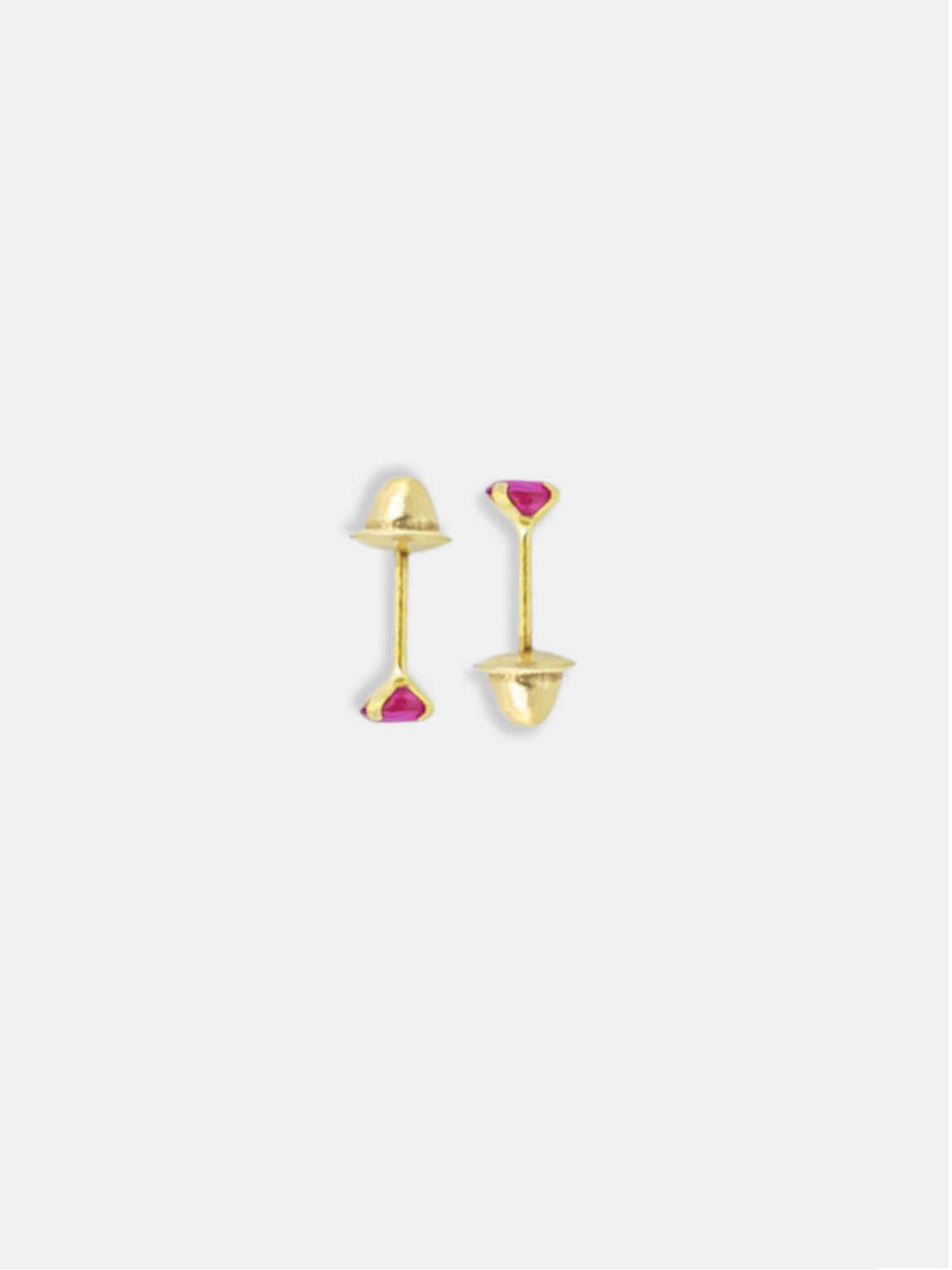 brinco ouro 18k pedra rosa baby