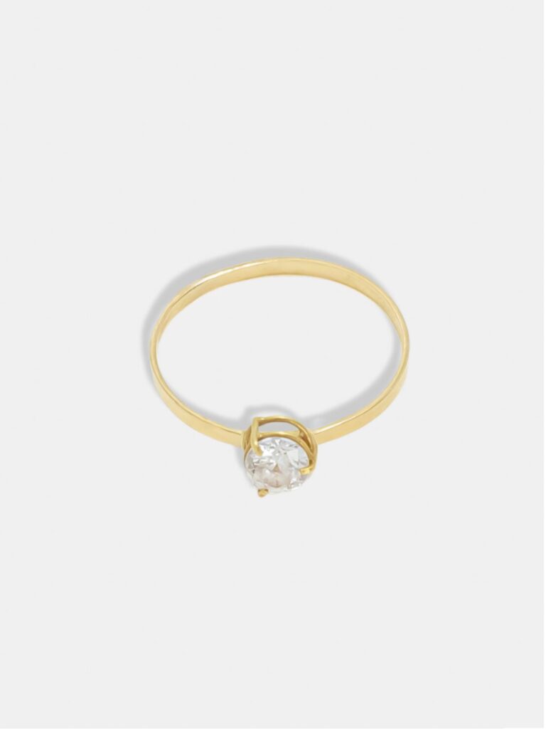 anel ouro 18k solitário pedra única
