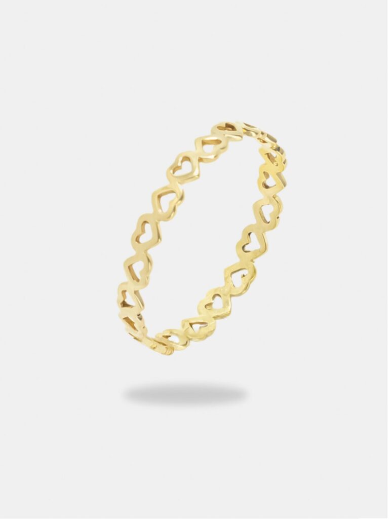 anel ouro 18k elo coração
