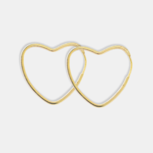 Brinco Ouro 18k Argola Coração Polido M