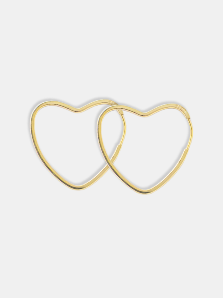 Brinco Ouro 18k Argola Coração Polido M