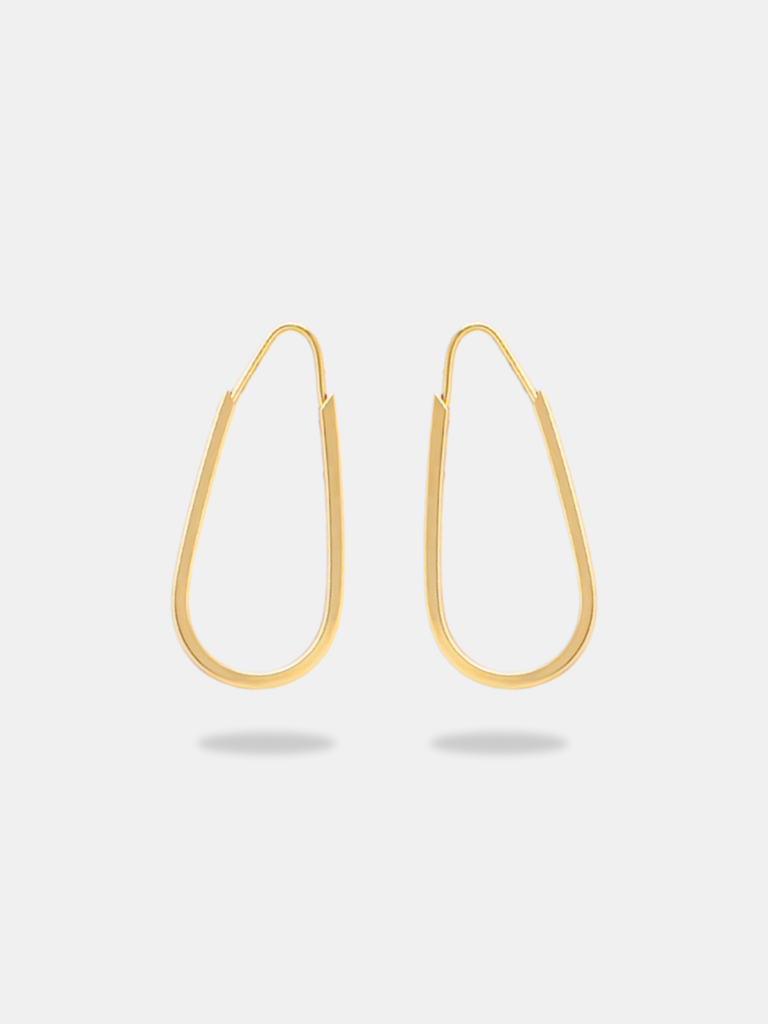 brinco ouro 18k argola formato gota