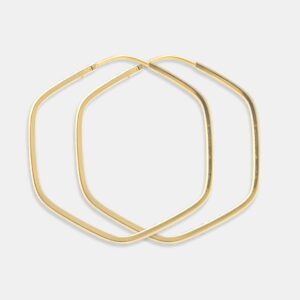 Brinco Ouro 18k Argola Hexagonal Polida G