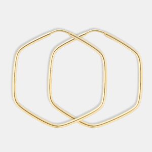 Brinco Ouro 18k Argola Hexagonal G