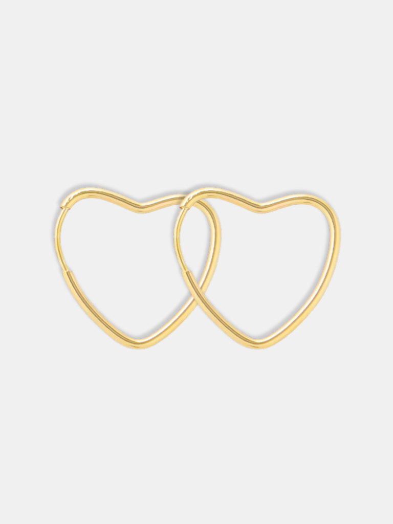 Brinco Ouro 18k Argola Coração Polida Média