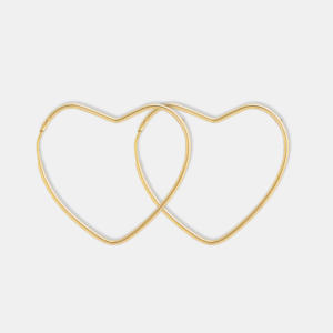 brinco ouro 18k argola coração acabamento lateral arredondado