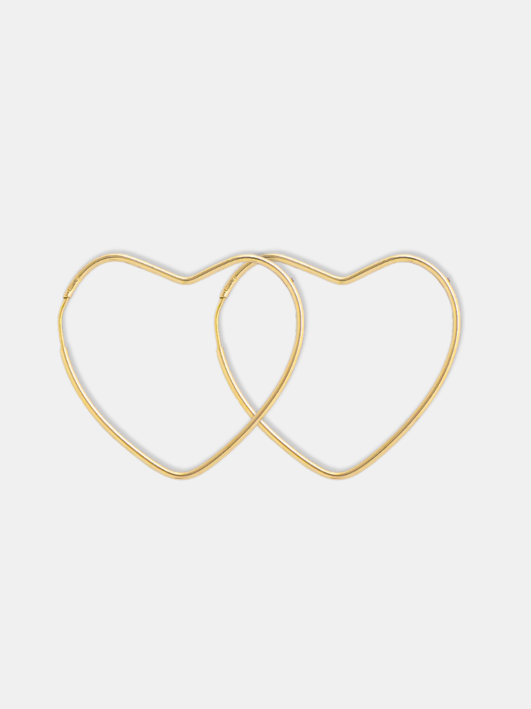 brinco ouro 18k argola coração acabamento lateral arredondado