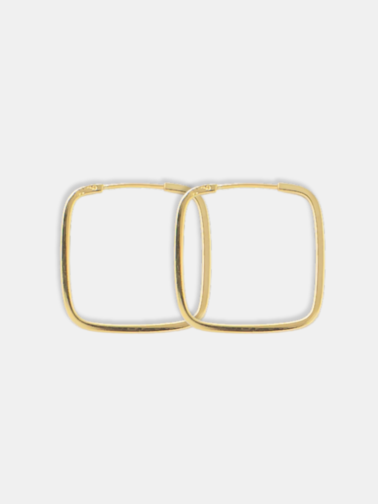 Brinco Ouro 18k Argola Quadrada Polida