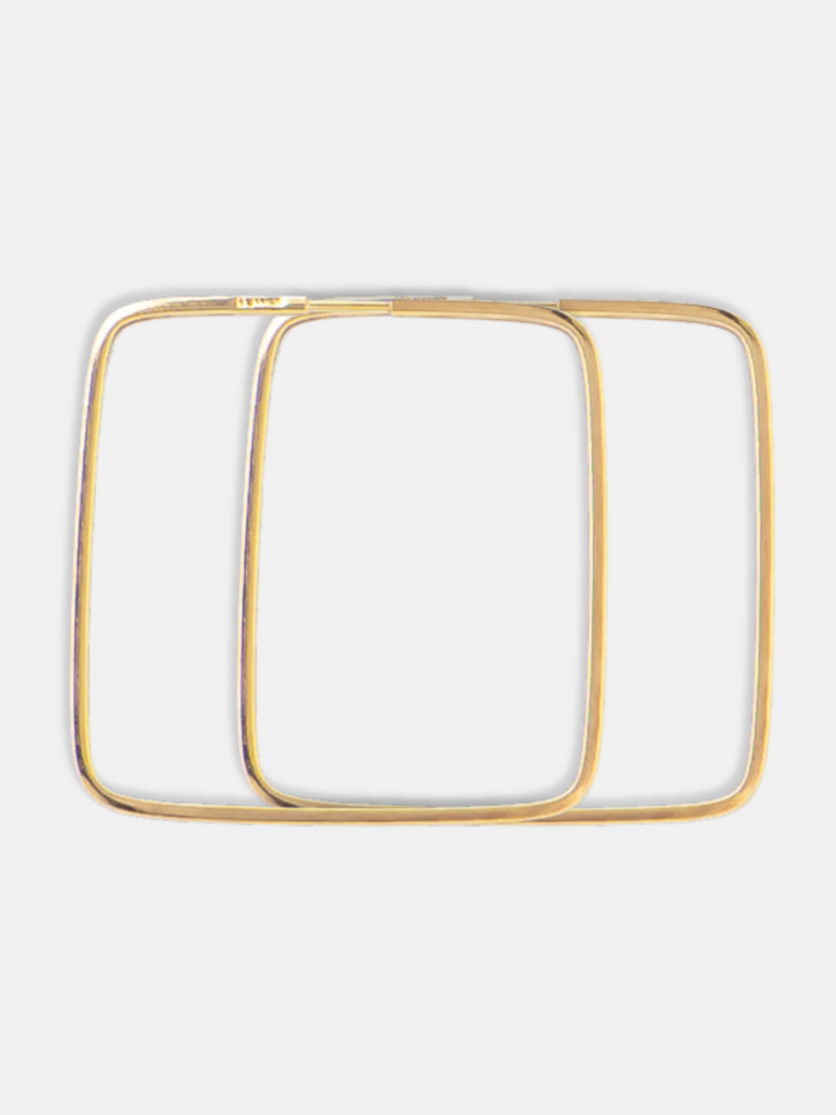 brinco ouro 18k argola quadrado