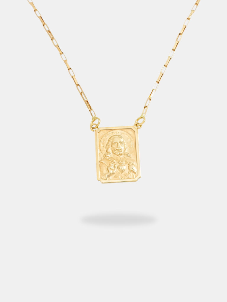 corrente ouro 18k escapulário com elo veneziano M