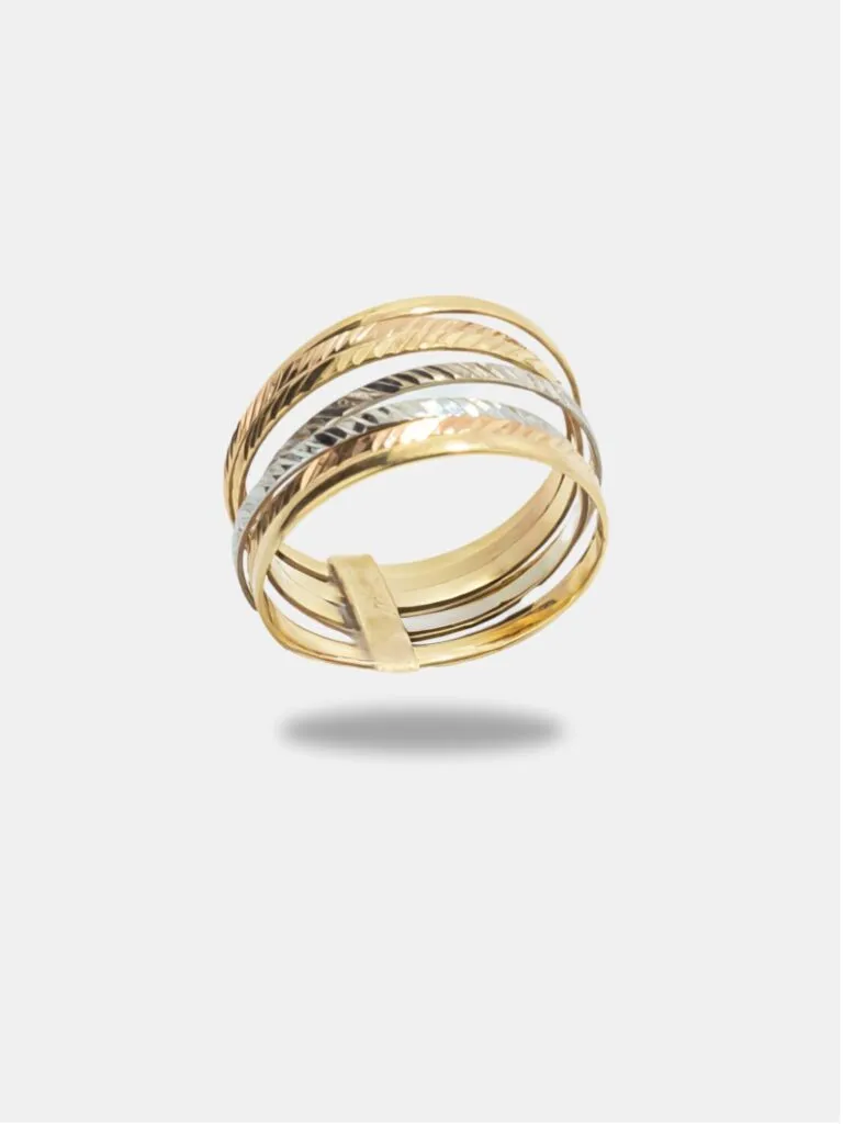 anel ouro 18k 7em um três ouros