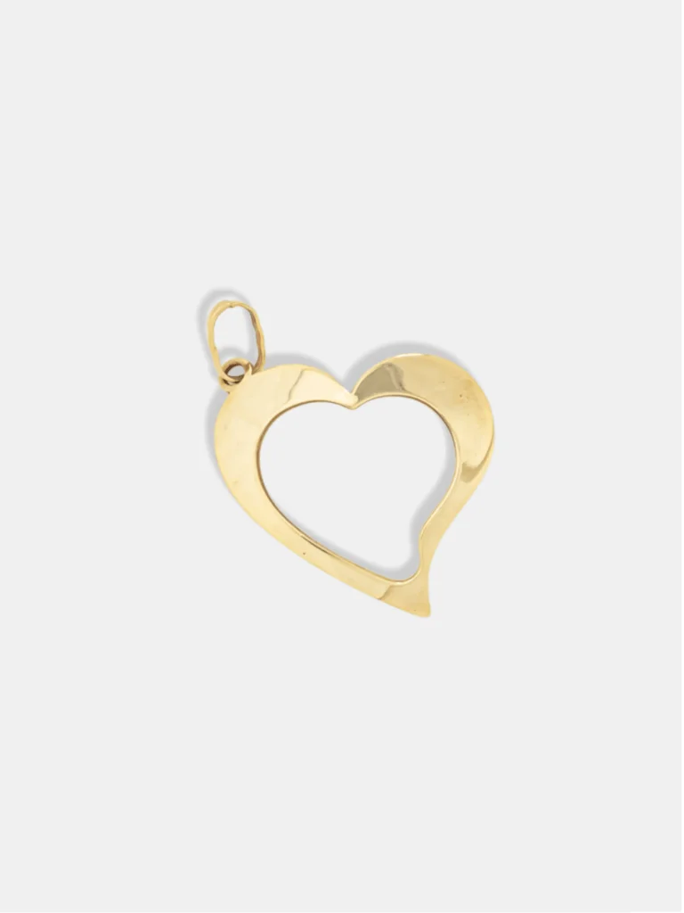 pingente ouro 18k coração vazado M
