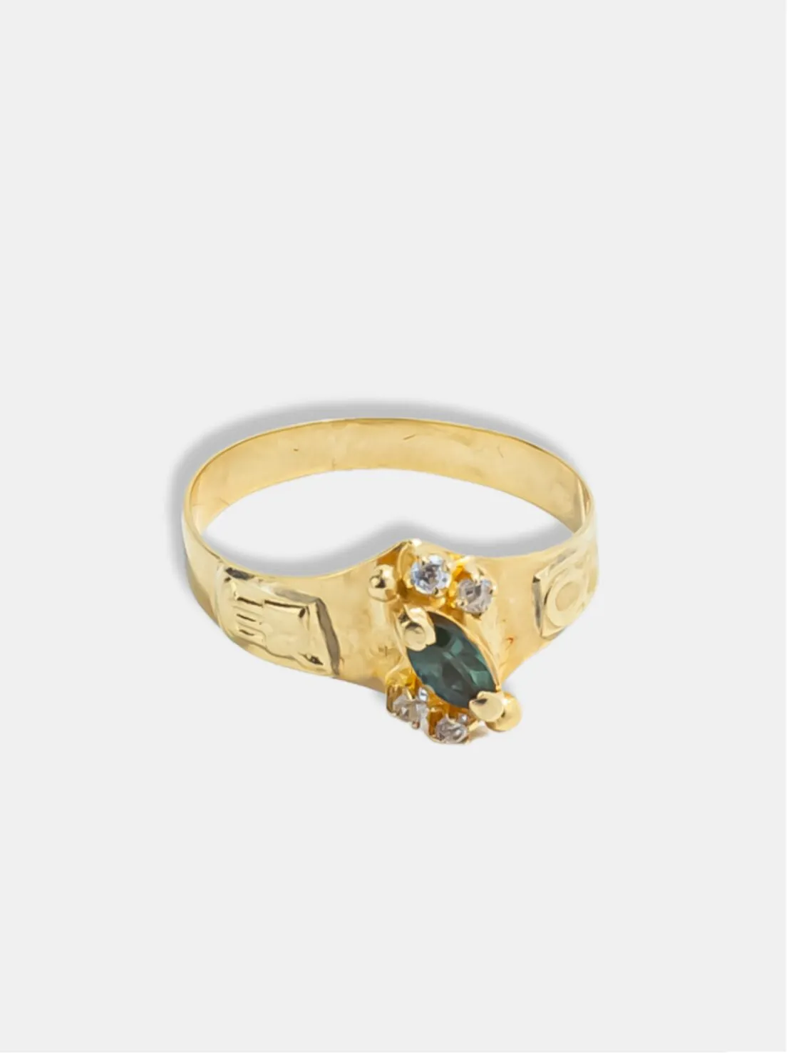 Anel Ouro 18k Formatura Ensino Médio com Pedra Verde | Aro 20