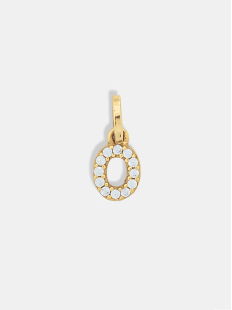 pingente ouro 18k letra O com pedras pingente ouro 18k letra O com pedras