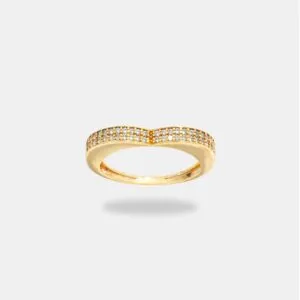 anel ouro 18k cravejado formato de coração
