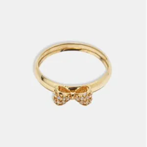 anel ouro 18k com laço cravejado