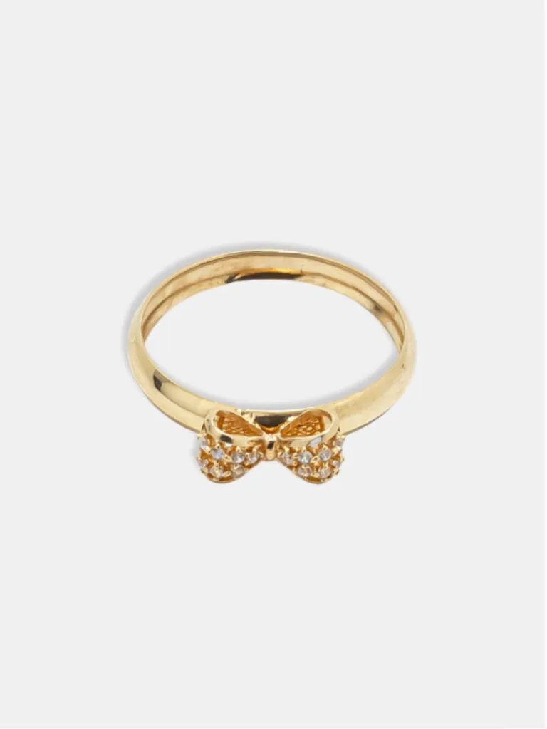 anel ouro 18k com laço cravejado