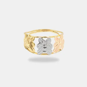 Anel Ouro 18k Vazado Com Borboletas Três Ouros | Aro 19