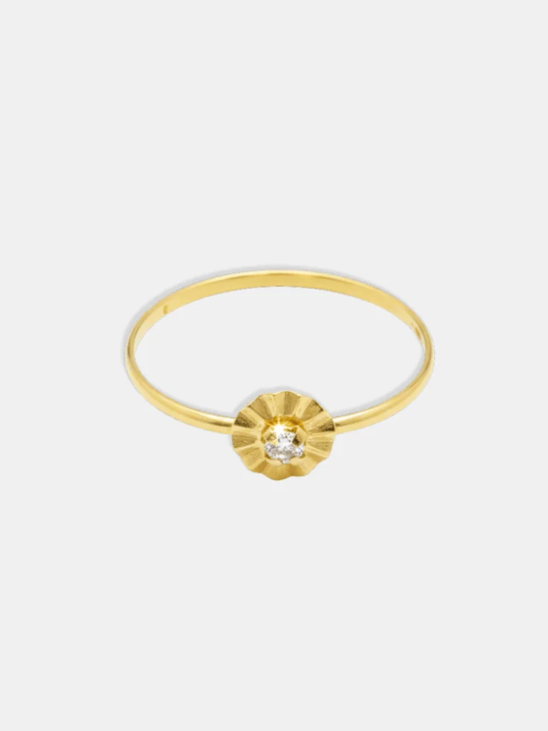 anel ouro 18k pedra infantil
