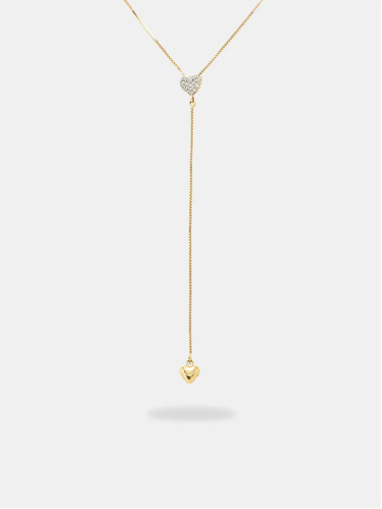 corrente ouro 18k veneziana fina com pingente de coração articulado