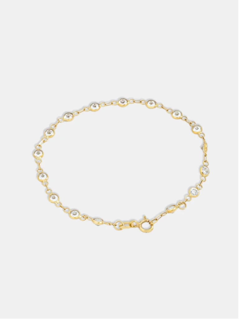 Pulseira Ouro 18k Zircônias 15cm