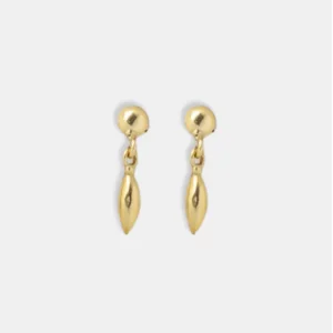 brinco ouro 18k bolinha e pingo de ouro articulado