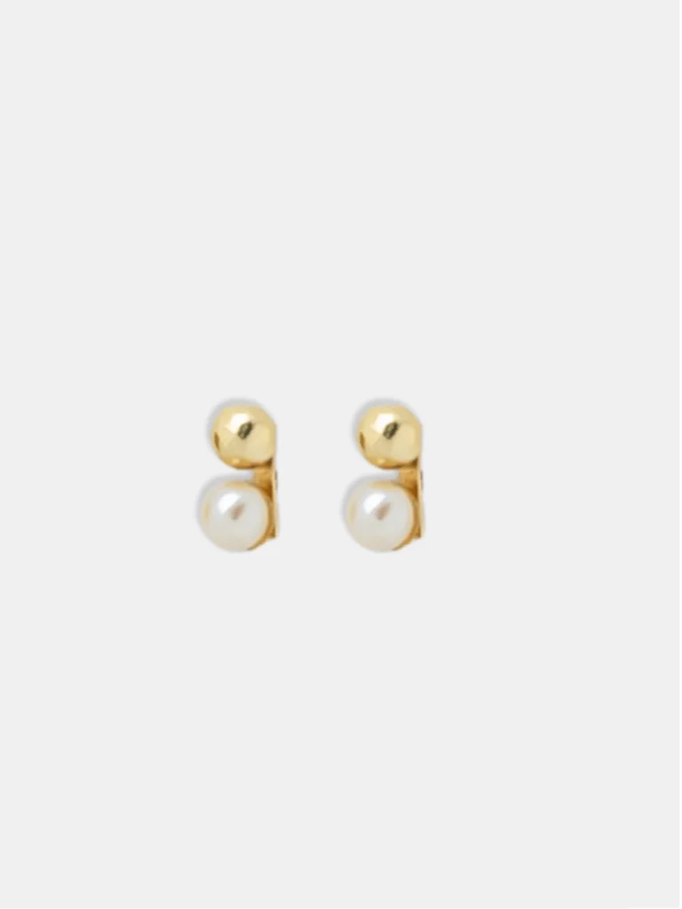 brinco ouro 18k bolinha e perola