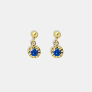 brinco ouro 18k bolinha ouro com zirconia emoldurada articulado