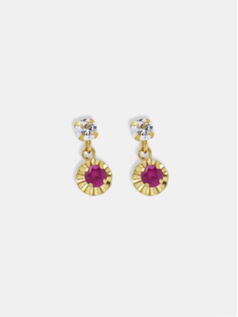 brinco ouro 18k bolinha ouro com zirconia emoldurada articulado