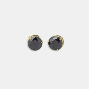 brinco ouro 18k pedra saltada preta
