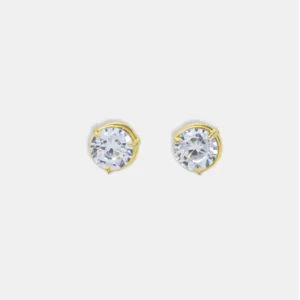 brinco ouro 18k pedra saltada transparente