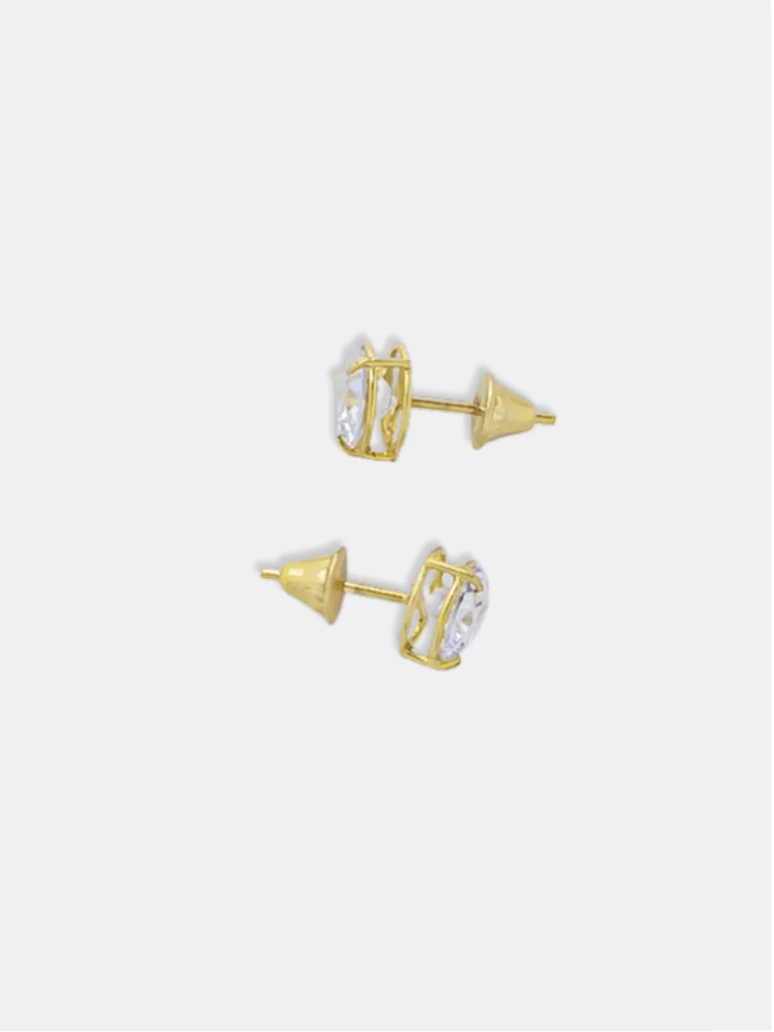 brinco ouro 18k pedra saltada transparente