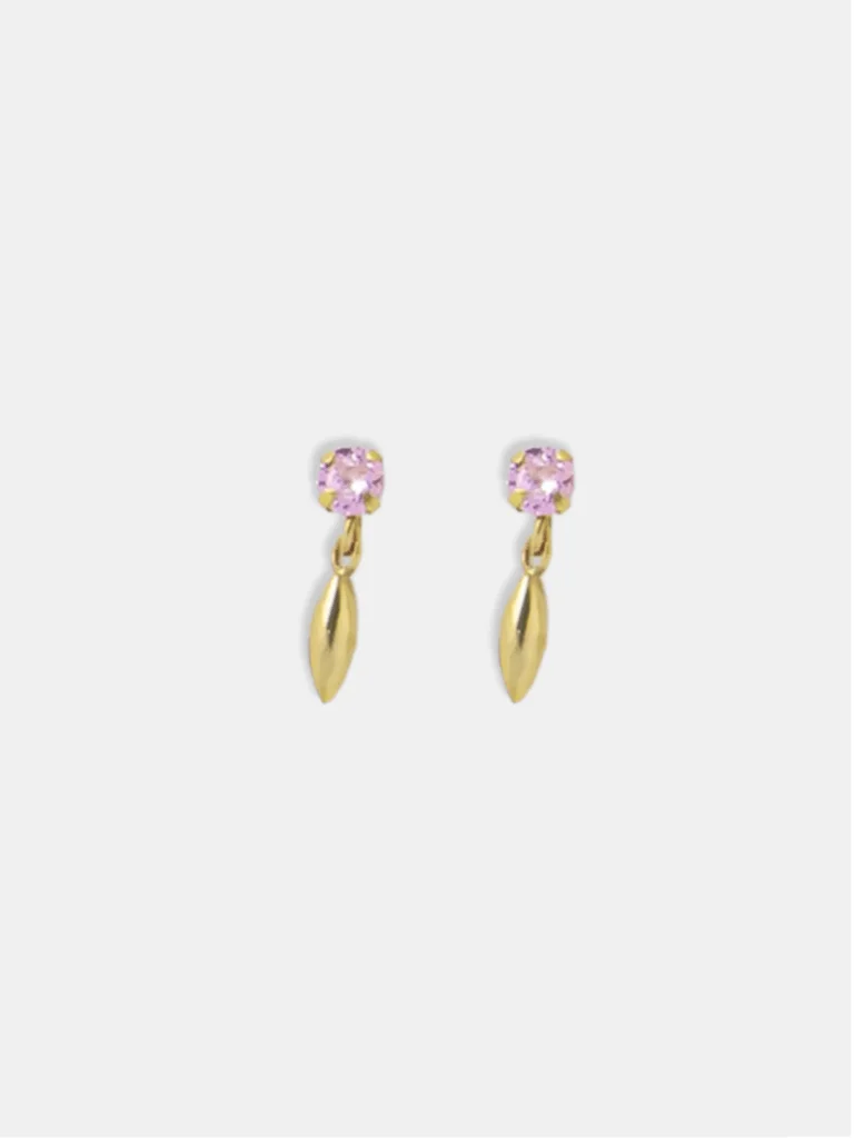 brinco ouro 18k zircônia e pingo de ouro articulado