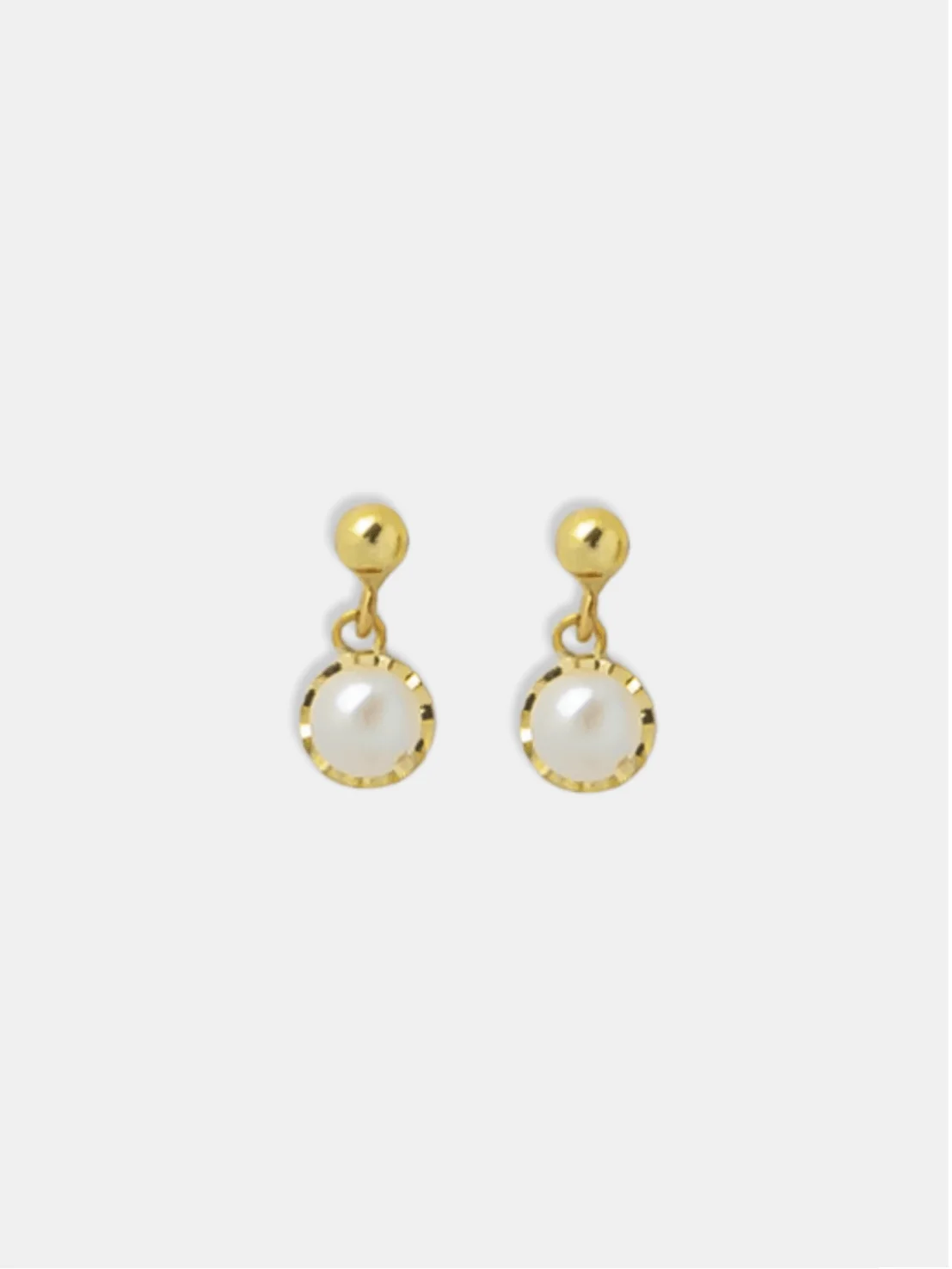brinco ouro 18k bolinha ouro e pérola articulado