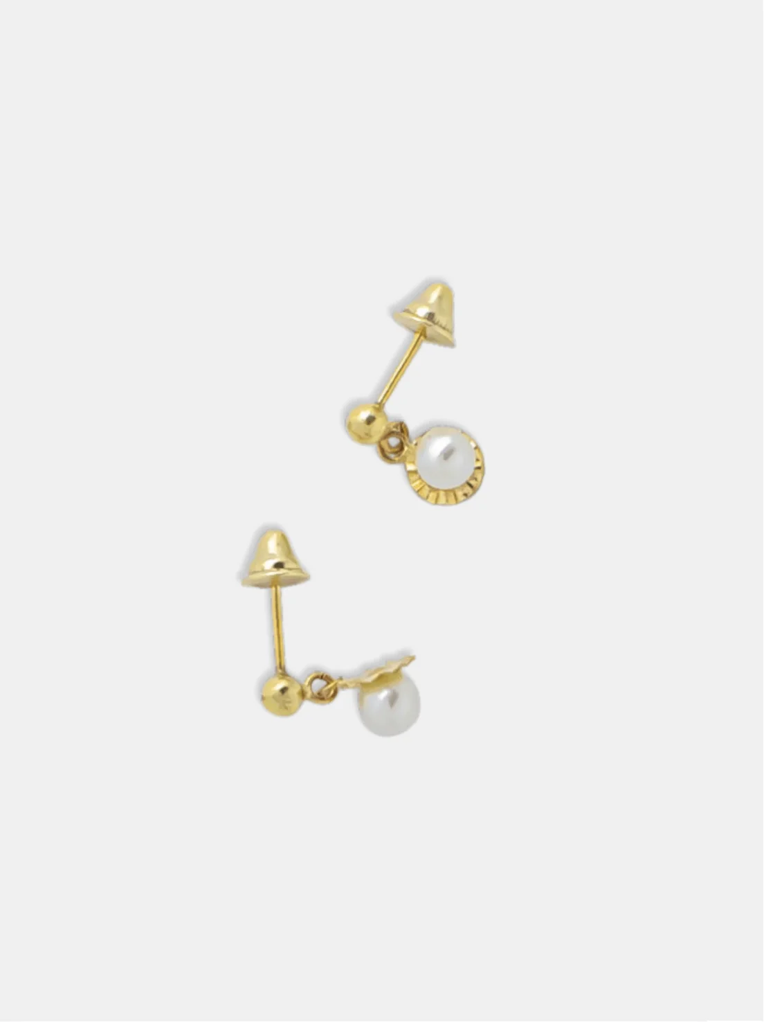 brinco ouro 18k bolinha ouro e pérola articulado