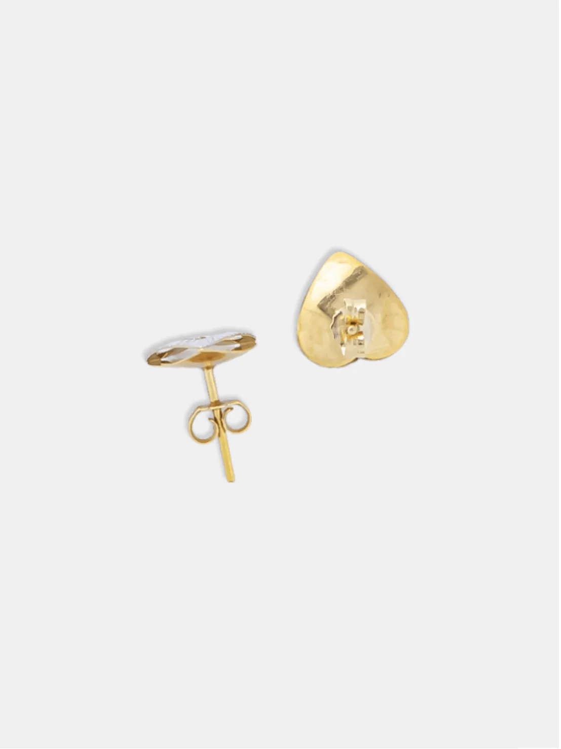 brinco ouro 18k coração com moldura de ouro branco