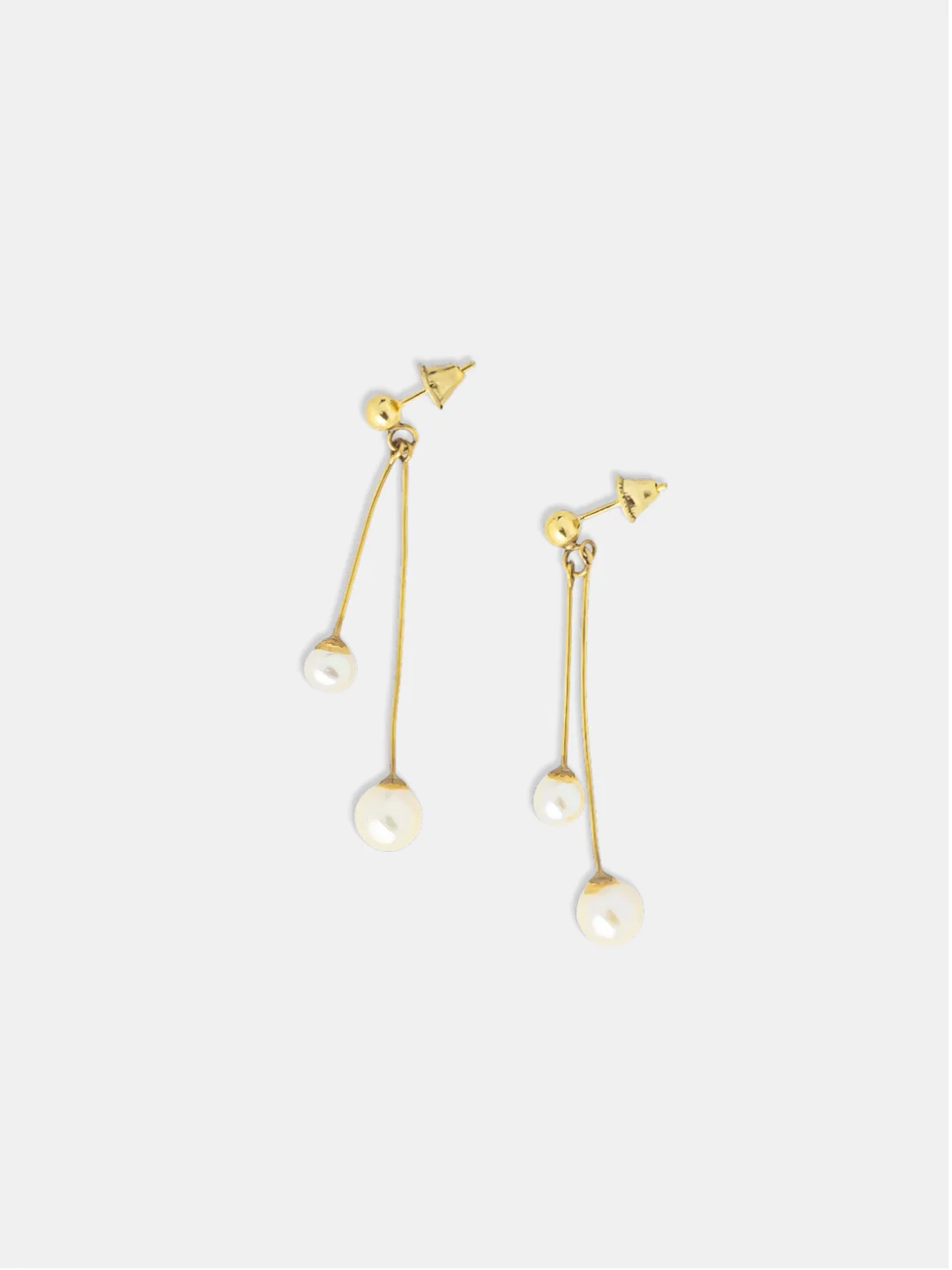 brinco ouro 18k fio de ouro com perola elegante