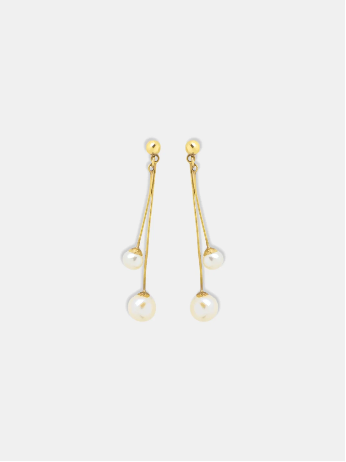 brinco ouro 18k fio de ouro com perola elegante