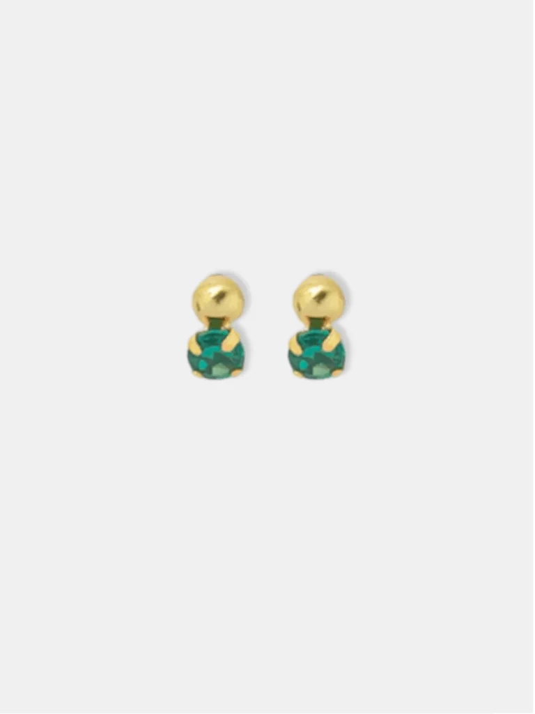 brinco ouro 18k bolinha ouro e zircônia