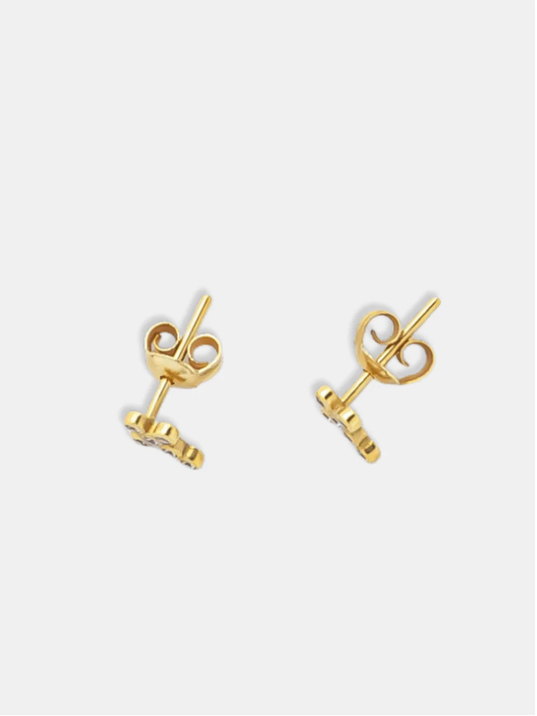 brinco ouro 18k de cruz cravejado transparente