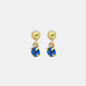 brinco ouro 18k pedra bolinha ouro e zirconia articulado baby