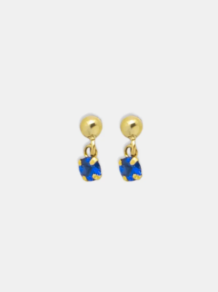 brinco ouro 18k pedra bolinha ouro e zirconia articulado baby