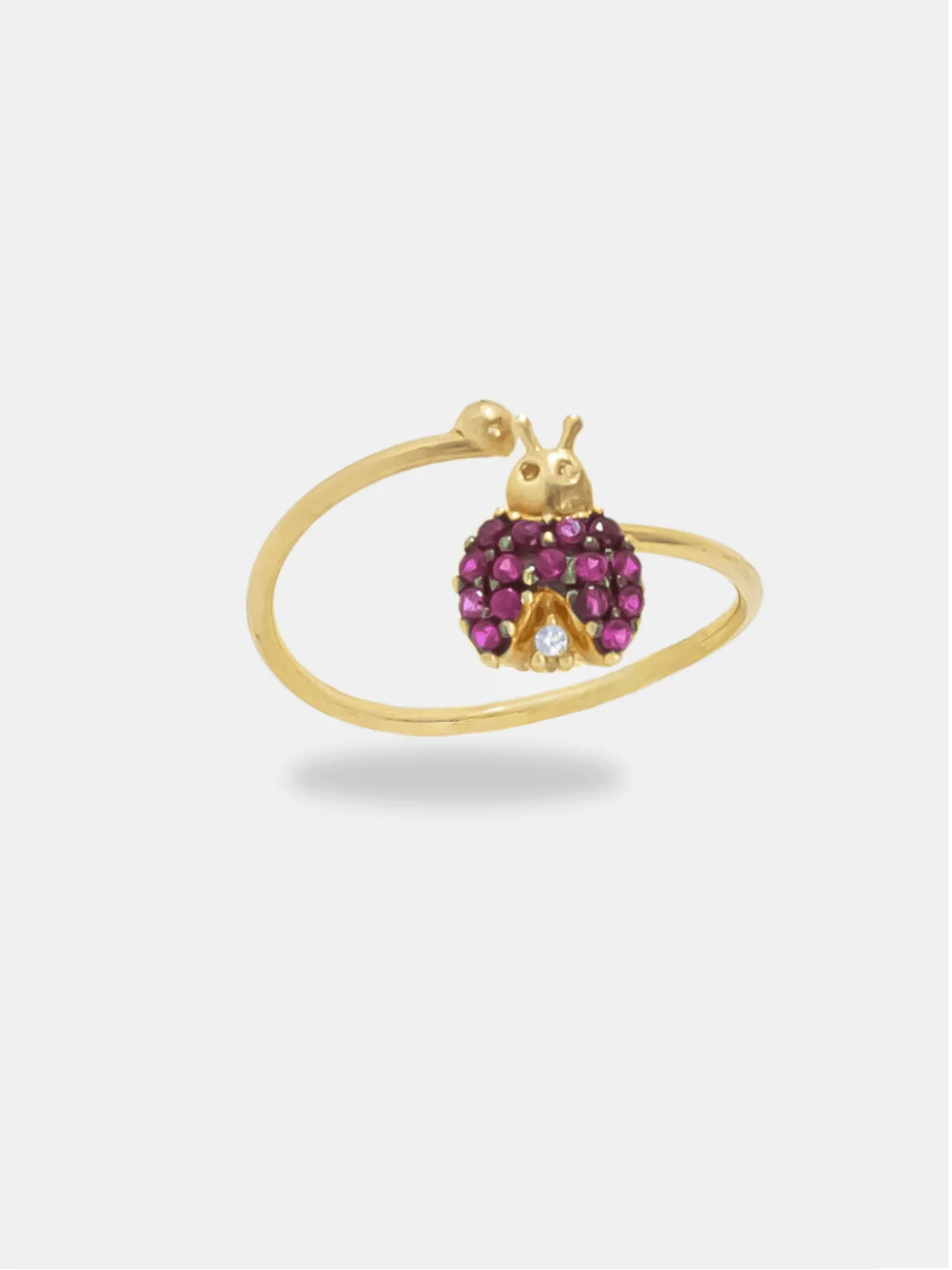anel ouro 18k joaninha ajustável