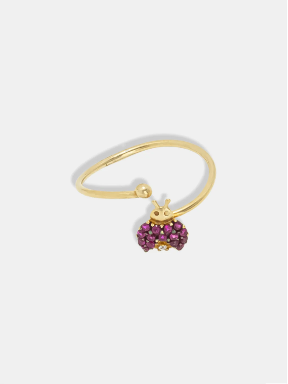 anel ouro 18k joaninha ajustável