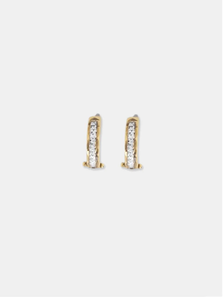 brinco ouro 18k argola com detalhes em ouro branco