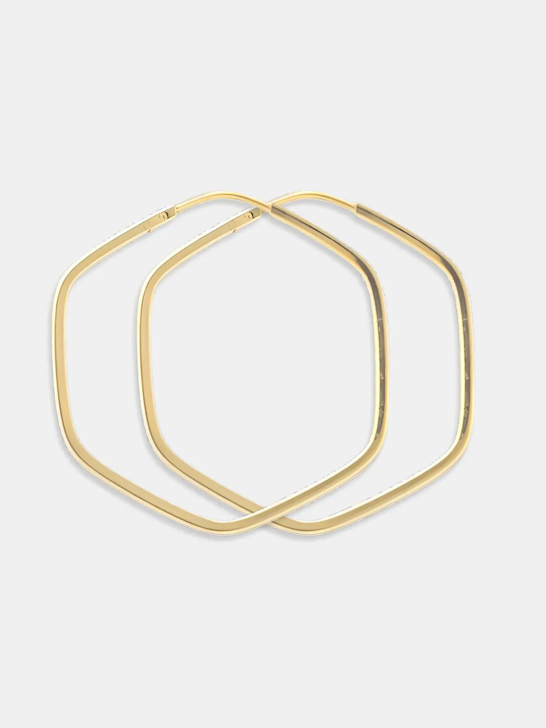 Brinco Ouro 18k Argola Hexagonal Polida G