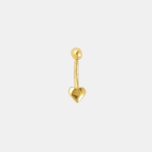 piercing ouro 18k para umbigo coração e bolinha