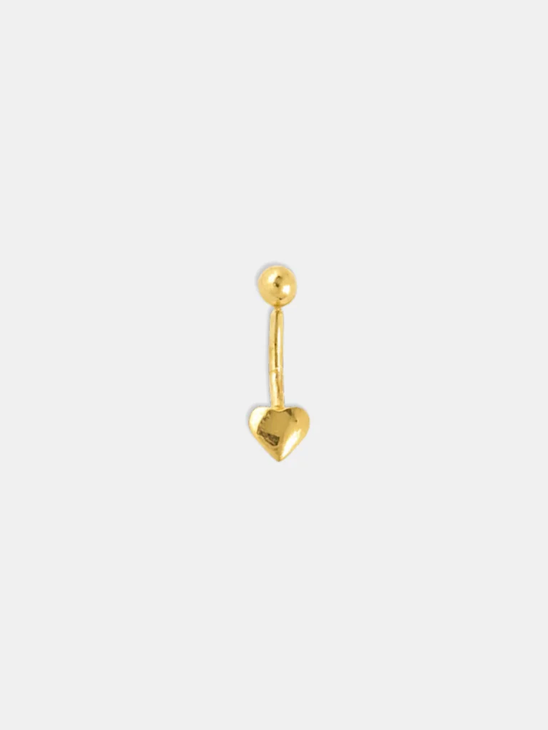 piercing ouro 18k para umbigo coração e bolinha
