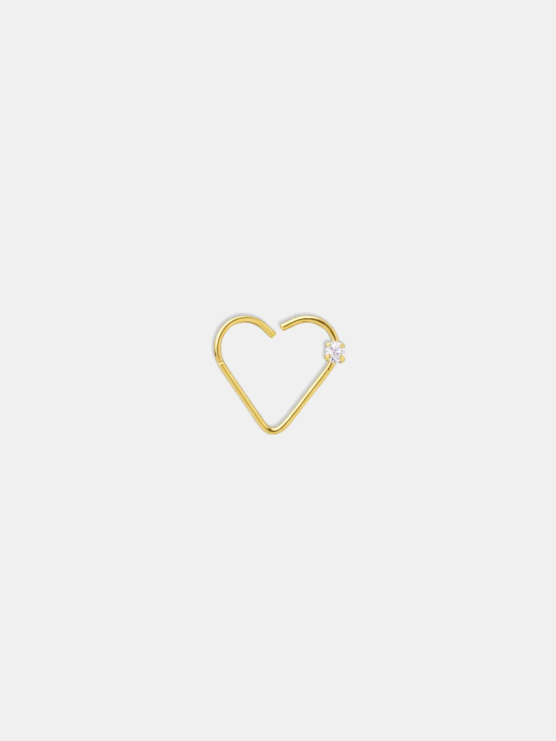 Piercing Daith Ouro 18k Coração com Zircônia 10mm